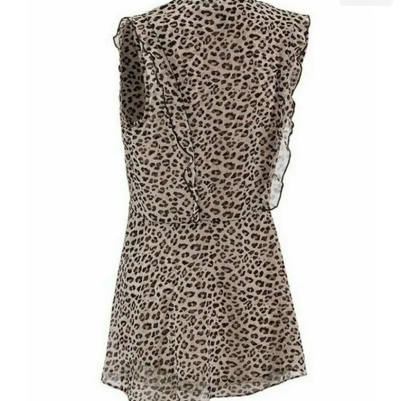 CAbi Cheetah Print Top Sheer Animal Print Chiffon Layered Flutter Tank #3612 - Picture 3 of 9